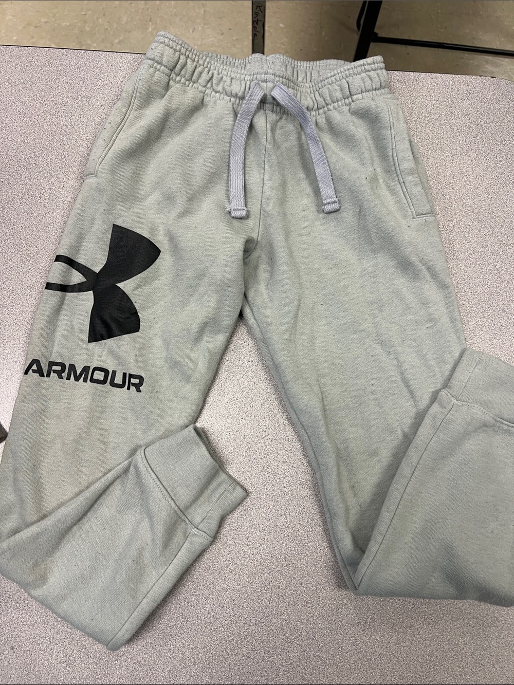 Under Armour Light Gray Kids Joggers with Black Logo